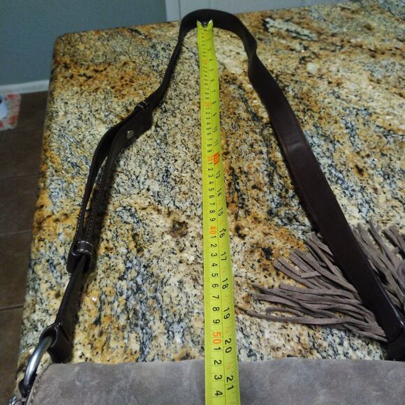 Michael Kors Elyse Suede Leather Saddle Brown Dune Crossbody Bag Purse Handbag - Picture 9 of 9